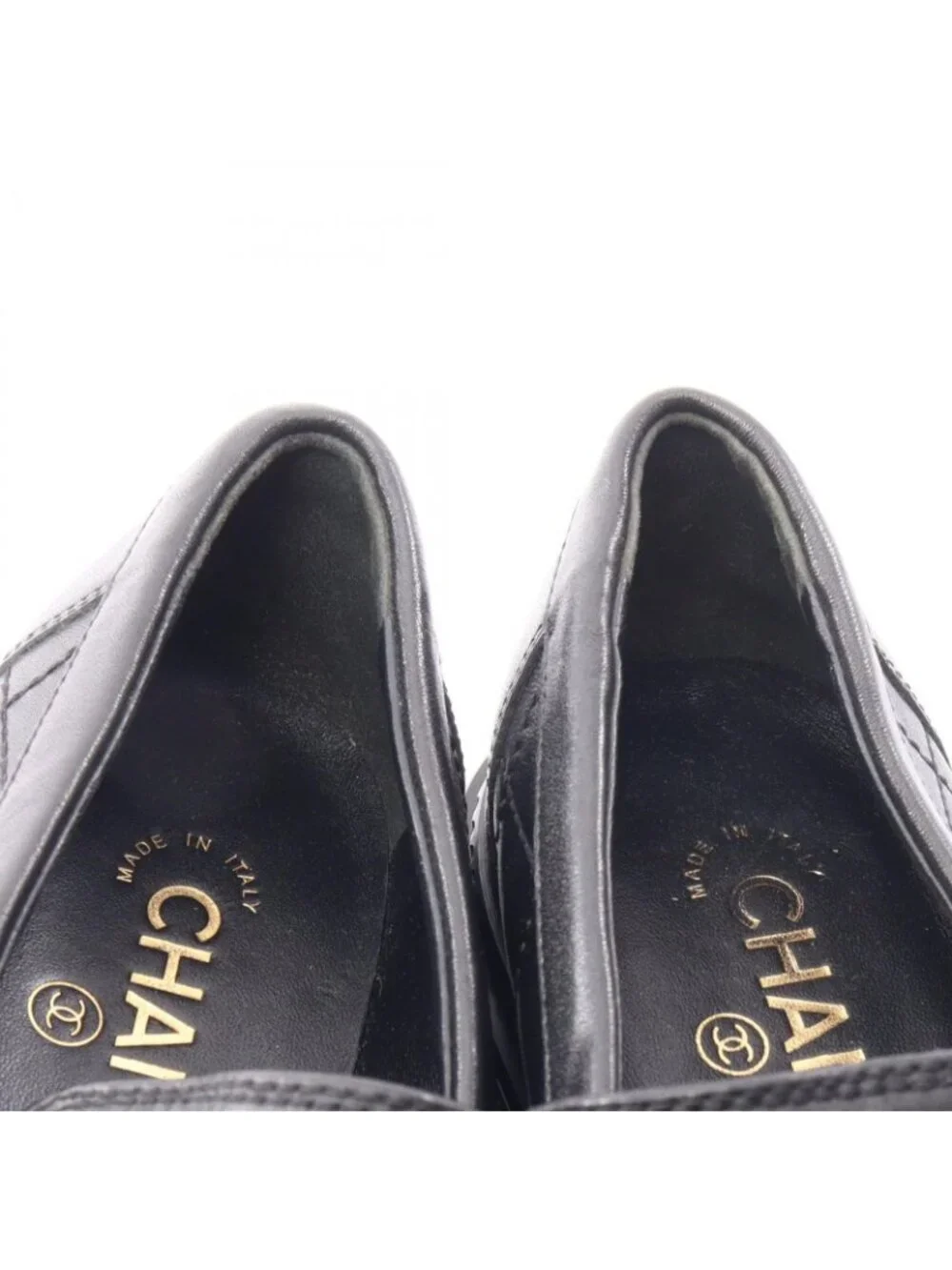 Chanel Loafers CC Logo Quilted Black Leather